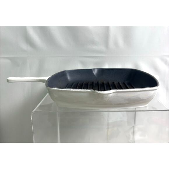 Le Creuset #26 Square Cast Iron White Enamel Skillet Grill Pan 10” France - Picture 5 of 7